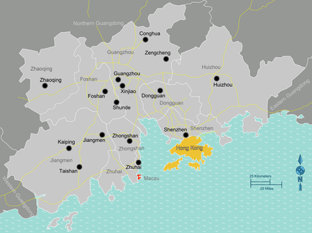 Karte der Greater Bay Area.
