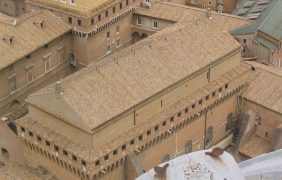 Aufnahme der Sixtinischen Kapelle, in der das Konklave stattfindet.