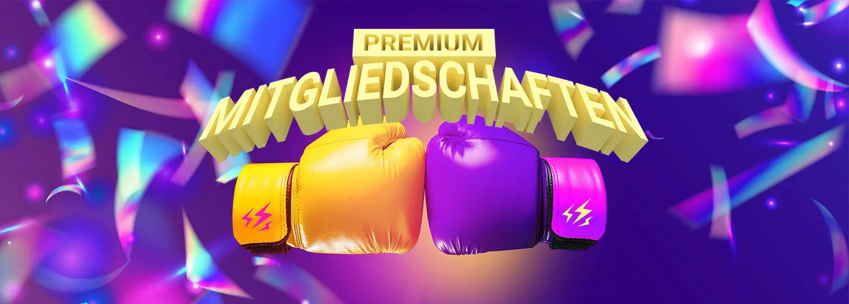Die Worte 'Premium-Mitgliedschaft' über zwei Boxhandschuhen.