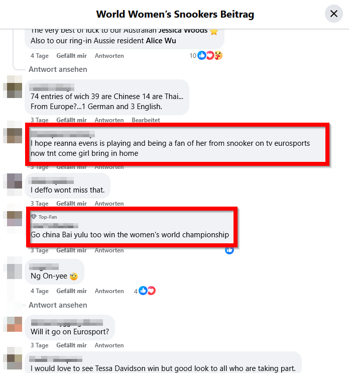 Screenshot der Kommentare unter einem Facebook-Beitrag der WWS.