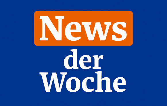 News der Woche Logo in Blau, Orange und Weiß