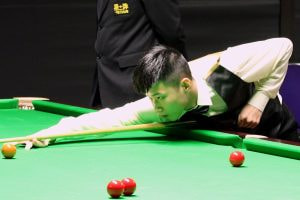 Aufnahme von Zhao Xintong während des Paul Hunter Classic im Jahr 2016.