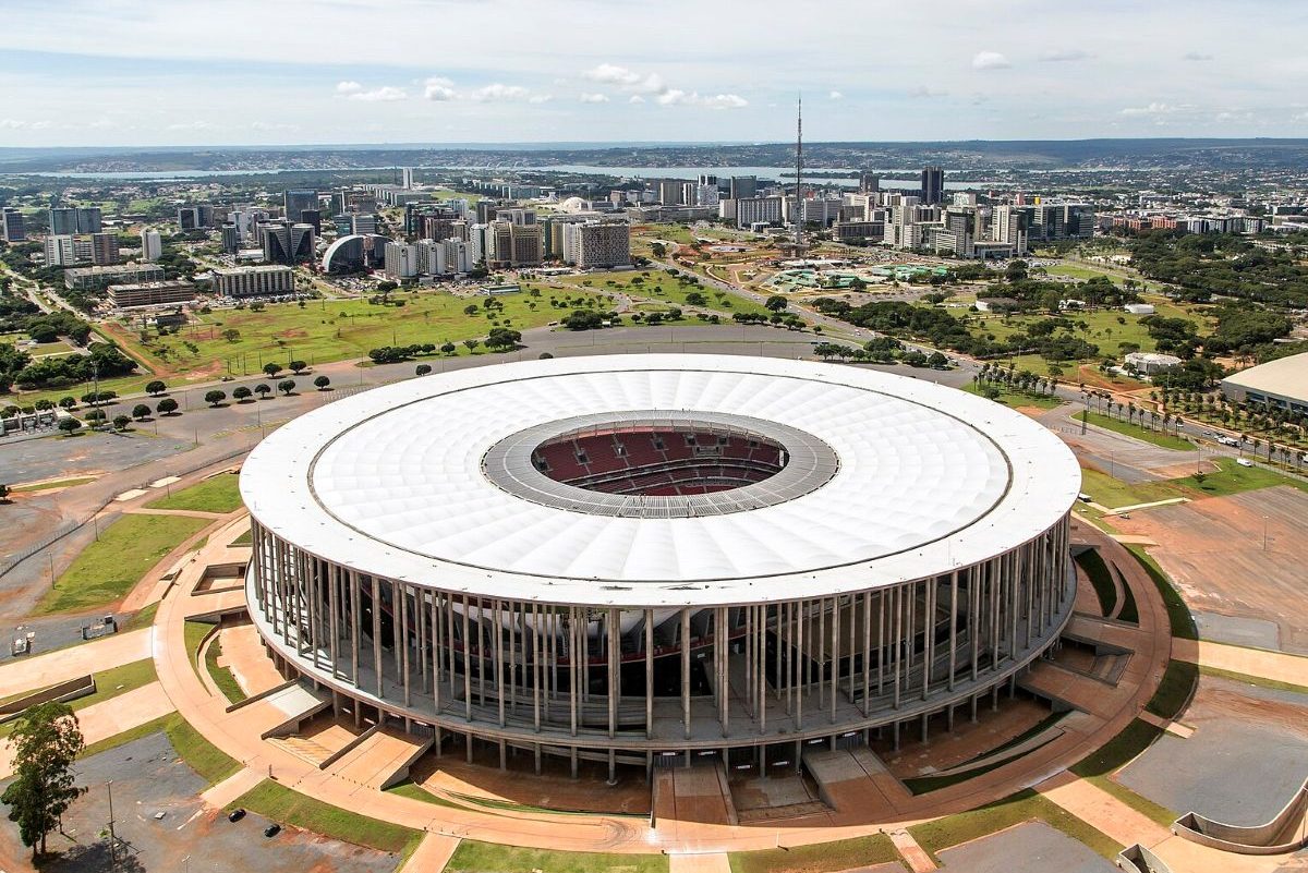Aufnahme des Estádio Nacional de Brasília Mané Garrincha in Brasília, Brasilien.