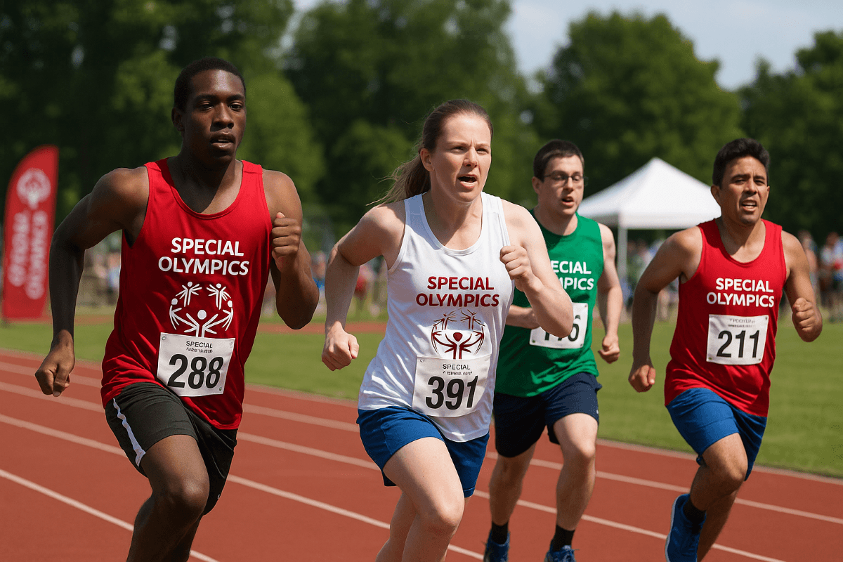Darstellung von vier Special Olympics Läufern