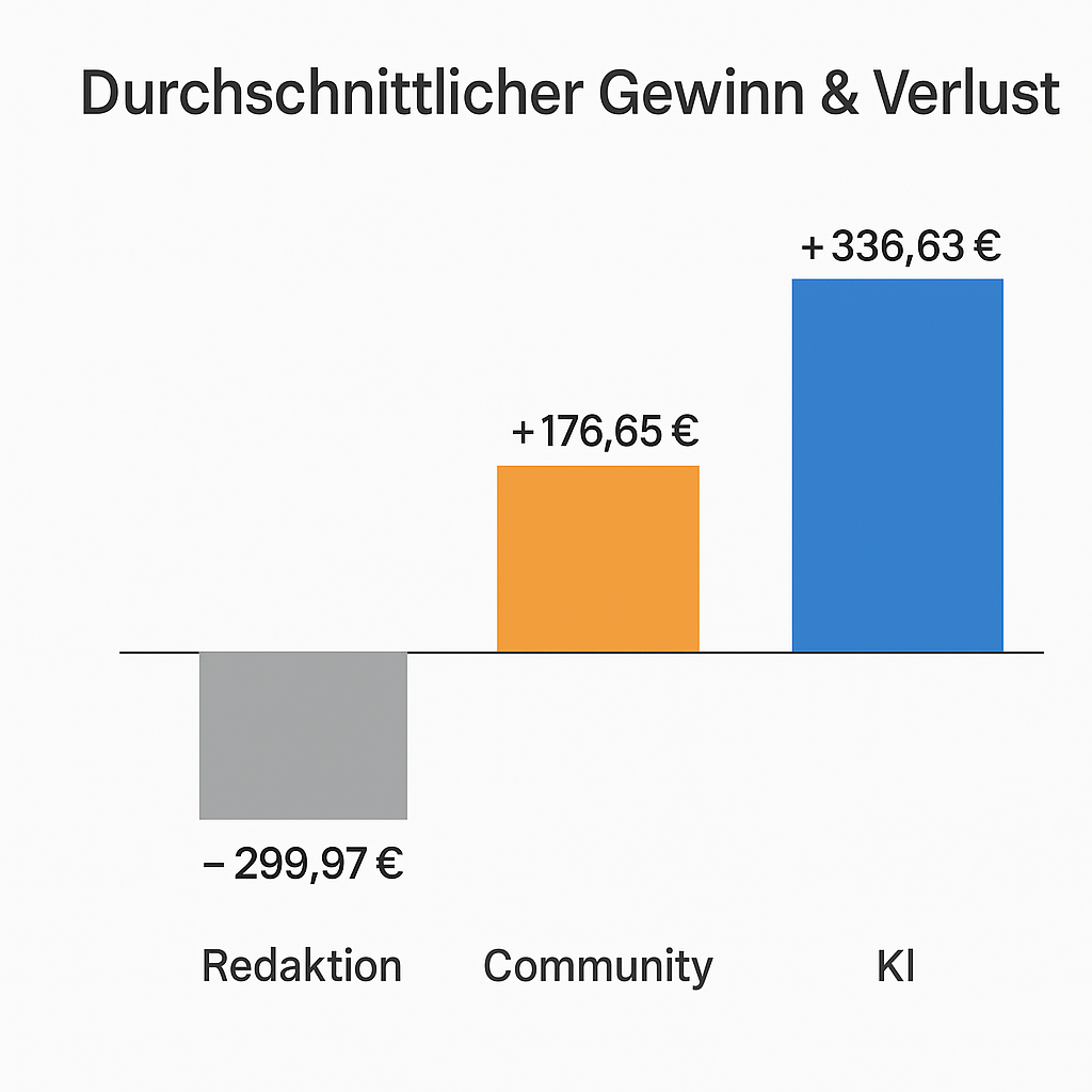 Grafik mit den durchschnittlichen Gewinnen und Verlusten in unserem Test.