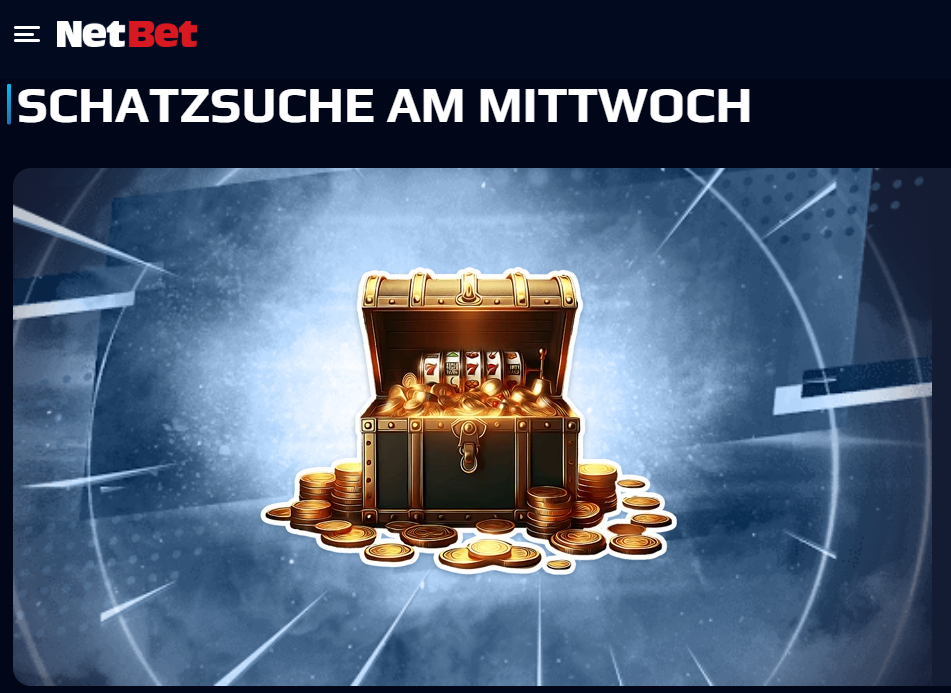 NetBet Aktion "Schatzsuche am Mittwoch": Eine Schatzkiste mit Freispielen.