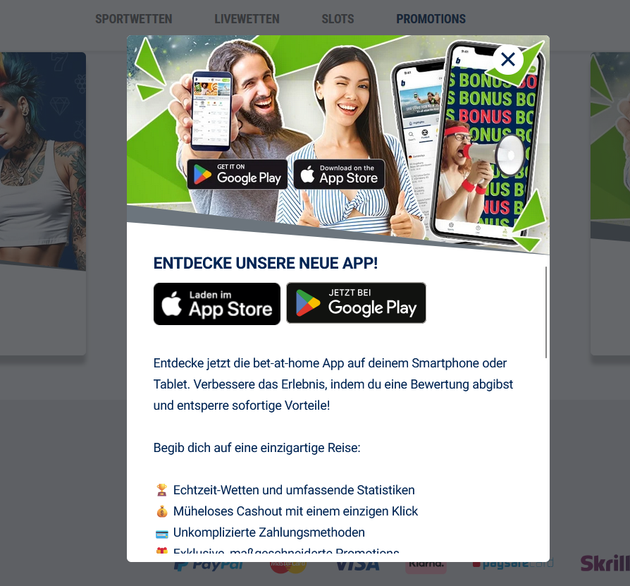 Aufnahme einer Werbeanzeige für die App von bet-at-home mit einem Mann und einer Frau.