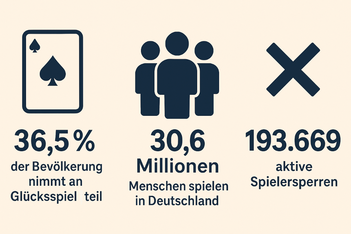 Abbildung mit Kennzahlen zur Glücksspielnutzung im Verhältnis zur Anzahl der Spielersperren.
