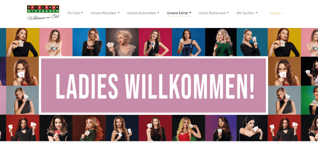 Aufnahme des Werbebanners zum Ladies Day in der Spielbank Wiesbaden.