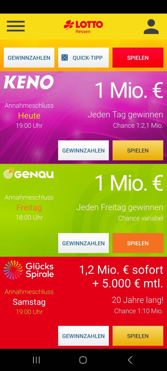 Aufnahme der Umweltlotterie GENAU aus der App von Lotto Hessen.