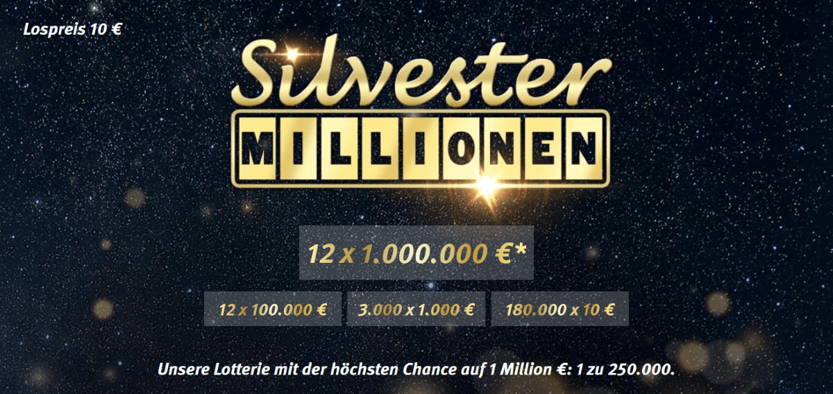 Werbebanner für die Silvester-Millionen in Baden-Württemberg.