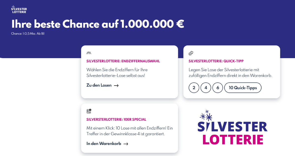 Werbebanner für die Silvesterlotterie in Niedersachsen.