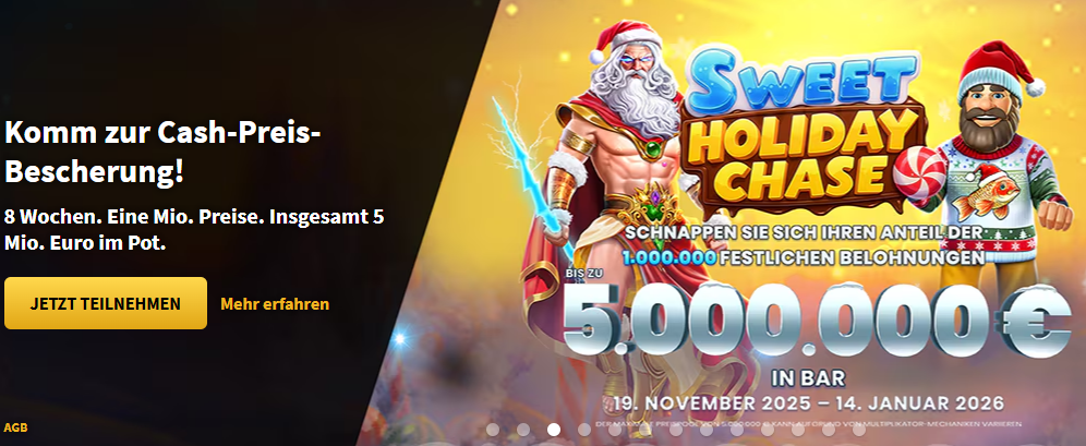 Die Pragmatic Play Aktion "Sweet Holiday Chase" bei StarGames.