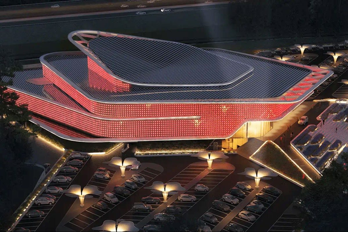 Aufnahme des Casino Venlo bei Nacht.