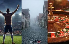 Ein jubelnder Fußballspieler, ein verschlafenes Poker-Dorf und ein Roulette-Rad.