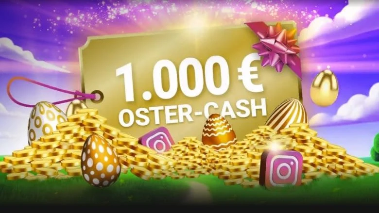 Die SlotMagie Oster-Cash Verlosung 2026 mit 10 Gratis-Freispielen und 1.000€ zu gewinnen.