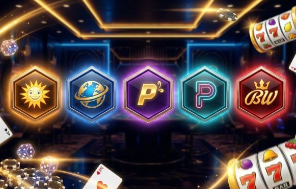 Werbebannerbild, das beliebte Spielehersteller präsentiert.