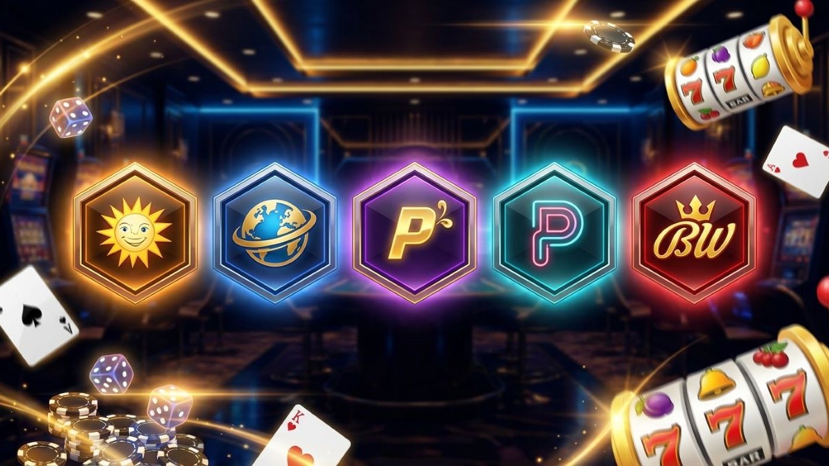 Werbebannerbild, das beliebte Spielehersteller präsentiert.