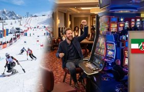 Parasportler auf der Skipiste, ein jubelnder Mann im Casino und eine Spielhalle in NRW.