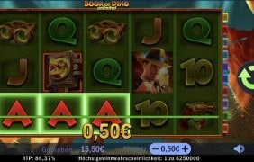 Ein Gewinn in Höhe von 0,50€ beim Slot Book of Dino Unlimited.
