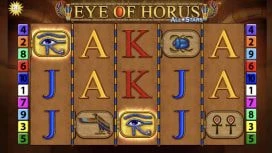 Die Spieloberfläche des Slots Eye of Horus All Stars von Merkur.