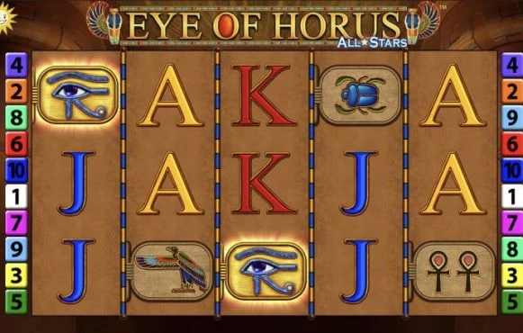 Die Spieloberfläche des Slots Eye of Horus All Stars von Merkur.