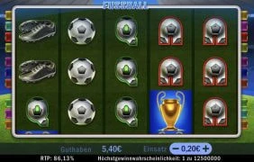 Das Spielfeld vom Slot Fussball von Swintt im Merkur Slots.