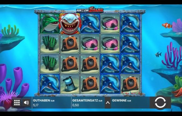Das Spielfeld von Razor Shark bei StarGames.