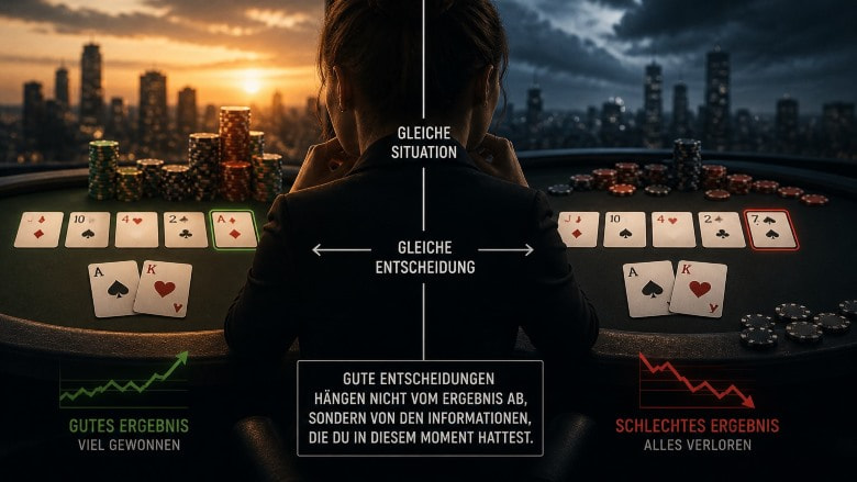 Ein zweigeteiltes Bild, das den Unterschied zwischen guten und schlechten Entscheidungen symbolisieren soll.