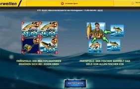 Der Startbildschirm von Big Size Fishin' von Red Rake Gaming bei Interwetten.