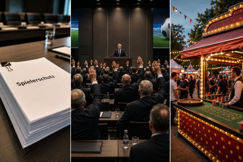 Eine Studie mit dem Titel „Spielerschutz“. Eine Abstimmung in einem Fußball-Gremium. Ein Casino-Stand auf einem Festival.