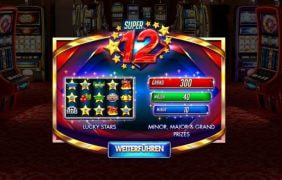 Die Start-Anzeige von Super 12 Stars von Red Rake Gaming bei Interwetten.