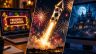 Ein Laptop, auf dem jemand Freispiele gewonnen hat. Eine Silvesterrakete steigt in den Himmel. Ein Geisterschloss auf einem Computer.