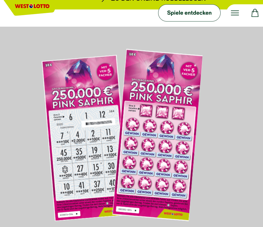 Das Los Pink Saphir von WestLotto.