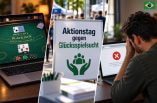 Ein virtuelles Blackjack-Spiel, ein Schild zum Aktionstag gegen Glücksspielsucht und ein Mann aus Brasilien, der eine Website nicht öffnen kann.
