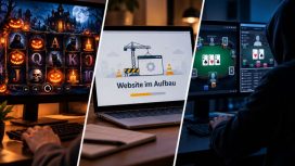 Ein Halloween-Slot, eine Website im Aufbau und eine Runde Online-Poker.