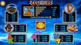 Die Gewinntabelle vom Slot Zentaurus.
